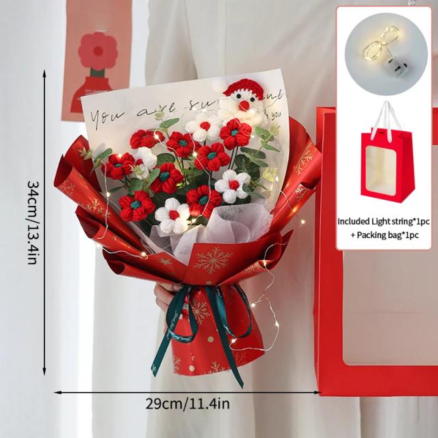 Bouquet de Flores de Crochê Eternas para Decoração de Natal e Presente de Ano Novo 2025