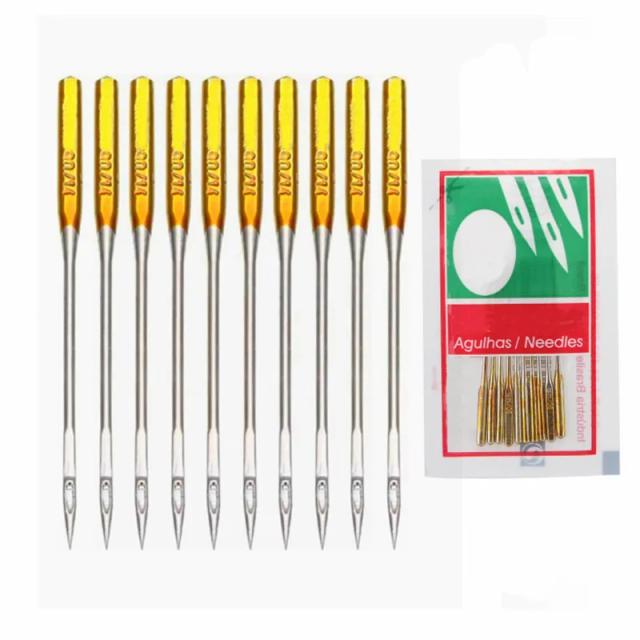 Conjunto de 10 Agulhas para Máquinas de Costura Domésticas - Compatíveis com Brother, Singer, Janome e Juki
