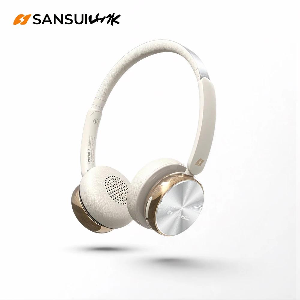 Sansui dt11 anc sem fio bluetooth 5.4 fone de ouvido-45db ativo redução de ruído fones de ouvido 50h playtime sobre a orelha retro - Image 1