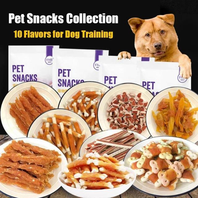 Deliciosas tiras de carne de frango e biscoitos nutritivos para cães - Pet Snack saudável de 110g