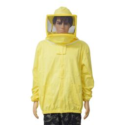 100% algodão amarelo apicultura jaqueta com esgrima véu abelha jaqueta com véu quadrado apicultor terno - Image 2