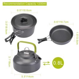 Camping Cookware Kit, Equipamento Leve, Cozinhar Kit para Viajar, Trekking, Caminhadas, Exterior, Alumínio - Image 5