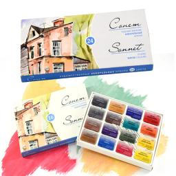 Sonnet-Conjunto de Pintura Aquarela para Artistas, Cores Vívidas Brilhantes, Pigmentos Aquarela, Panelas Completas na Caixa de Cartão, 12, 16, 24 Cores, 2.5 ml - Image 1
