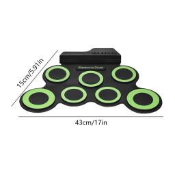Kit de Bateria Eletrônica com Baquetas, Conjunto de Bateria de Silicone Roll Up, Almofadas de Bateria Digital 7, Pedais para Iniciantes e Crianças, USB - Image 6