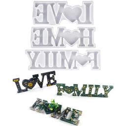 Molde De Resina De Silicone para Artesanato Artesanal DIY, Resina Epóxi Moldes, Ferramentas De Fundição, Casa Amor, Slogan, Arte, Fazer Jóias, 3pcs - Image 3