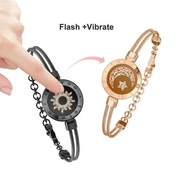Totwoo pulseiras de toque de longa distância para cima e vibrar para casais, presentes de relacionamento de longa distância pulseira inteligente de amor de sol e lua - Image 1