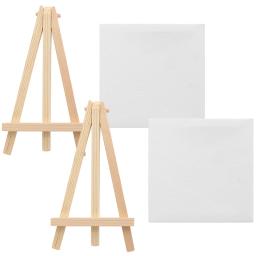 Mini placa de pintura a óleo painéis de cavalete de lona delicados artesanato multifunções de madeira guarnição infantil DIY para desenho 2 conjuntos - Image 1