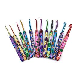 Colorful Ceramic Handle Alumina Crochet Hooks, Conjunto de agulhas de tricô, Agulhas de costura Weave, Ferramenta artesanal, 12Pcs - Image 3