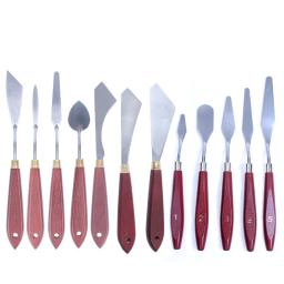 Pintura misturando o raspador de aço inoxidável arte espátula special-shaped slicer para óleo de aquarela acrílico 5 pces estilo a - Image 3