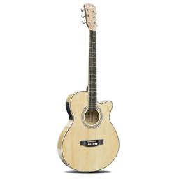 Guitarra acústica de corpo fino, 6 aço-corda madeira cor, Flattop Balladry Folk, Higgloss Cutaway Electro, 40" - Image 1