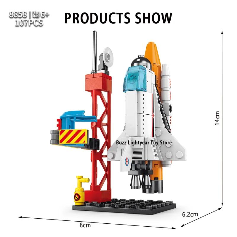 Foguete tripulado com boneca astronauta, blocos de construção criativos, modelo de aviação, brinquedos para crianças, presentes para crianças, cidade, espaço - Image 1