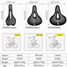 SR-Sela de bicicleta confortável para homens e mulheres, assento MTB macio, bicicleta de estrada, esporte, off-road, casual, à prova de choque, ciclismo, sela de espuma oca - Image 6