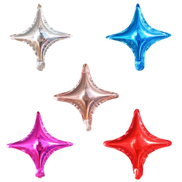 Balões Estrela de Quatro Pontas em 10 Cores, 10 Unidades para Decoração de Festas em Família e Brincadeiras Infantis