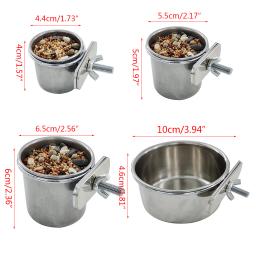 Aves pendurado gaiola tigela de aço inoxidável aves de estimação prato copo anti-volume de alimentação alimentador de alimentos bebendo para periquito lovebird - Image 6
