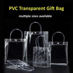 Sacos de presente com alças Sacolas plásticas reutilizáveis Saco de compras transparente Saco de embalagem de presente Saco de armazenamento de PVC transparente - Image 3