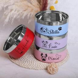 Alimentador personalizado de aço inoxidável, tigela de comida para cães, nome personalizado, tigela de água para cães, alimentação e rega - Image 1