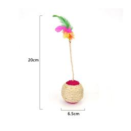 Brinquedo interativo para gato de estimação, sisal coçando bola, bola de treinamento, gatinho suprimentos, jogo engraçado, pena, acessórios - Image 6
