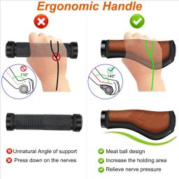 Punhos ergonômicos de bicicleta antiderrapante, Punhos de borracha do guiador, E-Bike Brown, 22,2mm - Image 4