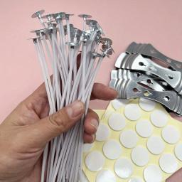 Vela Fazendo Kits DIY, Pavios De Algodão encerado, Pavios Adesivo, Metal Sustainer Tabs, 60Pcs, 50Pcs - Image 5