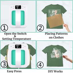 Mini Prensa Térmica Portátil para DIY, Rápido, Mesmo Calor, Fácil, Camisas Artesanais, X com Base Isolada, Sublimação HTV, 7 em × 5 em - Image 4