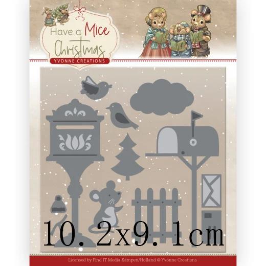 Molde de Corte Metal Piggy Craft para Scrapbook: Natal, Mouse e Dados em Papel Ofício