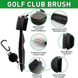 Golf Club Escova e Toalha Cleaner Kit Dupla Face Groove Escova de Limpeza com Spike, Putter Wedge Ball - Image 6
