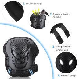 Joelheiras e cotoveleiras para adultos, protetores de pulso, conjunto de equipamentos de proteção, proteção de segurança, skate, ciclismo, equitação, 6 peças - Image 2
