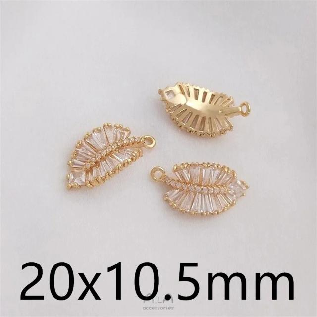 Pendente de Folha Oco em Ouro 14K para Pulseiras e Brincos - Acessórios Artesanais DIY
