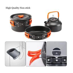 Panelas de acampamento ao ar livre com saco de malha, panelas dobráveis, cozinha cozinhar, bule e panelas equipamentos - Image 3