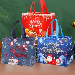 Sacos de presente de natal papai noel elk floco de neve impressão bolsa presentes de natal embrulho suprimentos feliz natal sacolas - Image 4