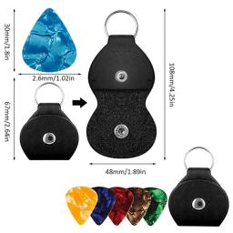 Couro genuíno Saco Estojo de Guitarra 2 PC Da Picareta Da Guitarra Titular Forma Chaveiro com Protetor de Guitarra Bloqueio Alça Bloco Cinta Braço Da Guitarra - Image 3