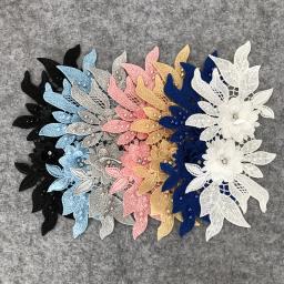 3D tridimensional flor bordado, decoração do laço, strass pérola, vestuário Applique artesanato, costura de tecido, acessórios DIY - Image 5