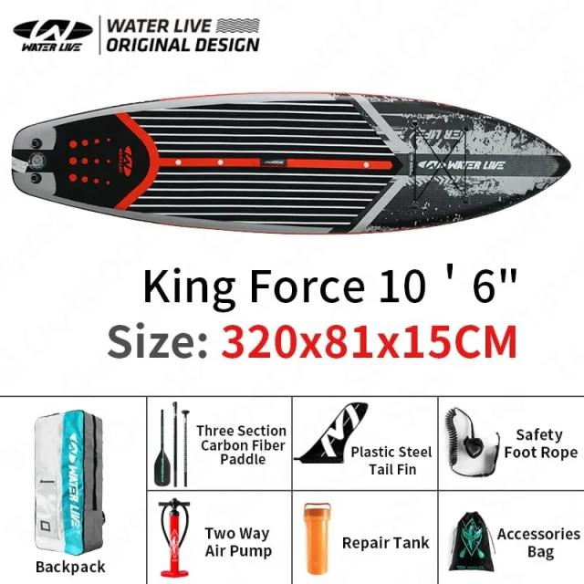 Prancha de Esqui Aquático Adulto Waterlive ZHUMO-SPECIAL 106 - 6"x32" com Superfície Antiderrapante e Design Inflável