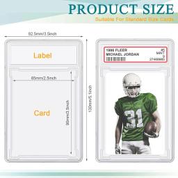 Trading Cards Protector Case Sleeve, Graded Baseball Card Holder, Clear Display Card Case com Etiqueta Posição para Esportes - Image 5
