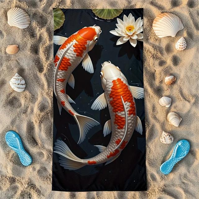 Toalha de Praia Microfibra Koi Vibrante 70x40cm