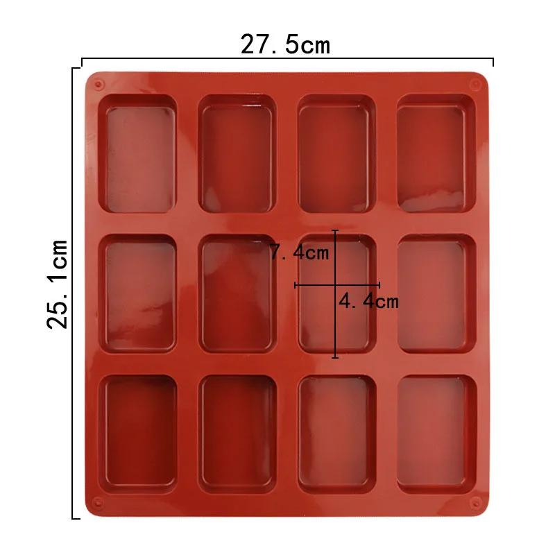 12 buraco arredondado retângulo silicone sabão molde para artesanato artesanal diy ferramentas de fabricação de sabão moldes de grau alimentício silicone sabão forma molde - Image 1
