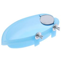 Banheira de aves com espelho para aves, pequeno e oval, acessórios para gaiola de animais de estimação, papagaio, chuveiro, banho, suprimentos de banho, caixa de equilíbrio - Image 1