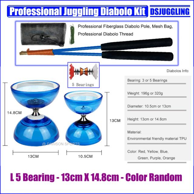 Diabolo Infantil Tree Leaf com Rolamentos, Bastões Grátis, Cordas e Bolsa - Novo da Kongzhu, Modelos S # e L #3 ou 5