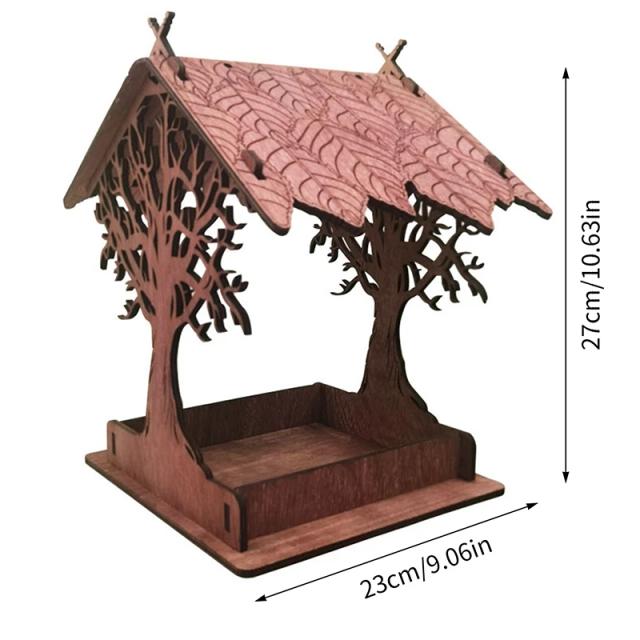 Alimentador de Pássaros de Madeira para Jardim: Gaiola Pendurada e Decoração Charmosa para o Quintal