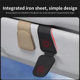 Universal Car Auto Sun Visor Eyeglass Hanger Suporte de óculos de couro Clipe magnético multifuncional Acessórios de armazenamento de automóveis - Image 3