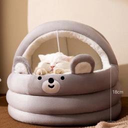 Canil de gato universal semi-fechado, cama de estimação, pode ser removido e lavado, pequeno e médio porte, quatro temporadas - Image 4