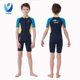 Fatos de neoprene baixinho infantis, natação quente, surf, roupa de mergulho, proteção solar, maiô de manga curta, meninos, meninas, 3mm - Image 3