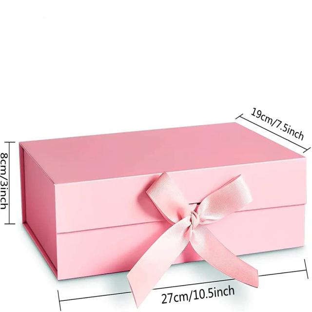 Caixa de Presente Dobrável com Fita Magnética e Garra - Papelão Forte e Elegante em Cores Sólidas, Ideal para Embalagens Especiais