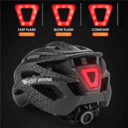 West Biking-Capacete de bicicleta com luz traseira LED, capacetes respiráveis, acessórios leves para ciclismo, ajuste 56-61cm - Image 4