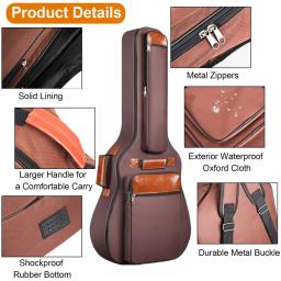 Miwayer-Oxford Nylon guitarra acústica saco impermeável, saco de nylon espessado, alças duplas, algodão acolchoado caso, Gig mochila, 41" - Image 3