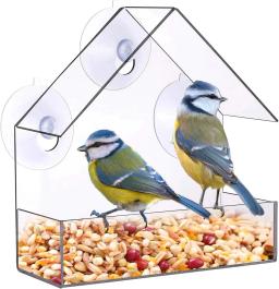 Casa de suspensão acrílica do alimentador do pássaro com copo da sução, janela clara, exterior, jardim, quintal, vida selvagem, birding - Image 2