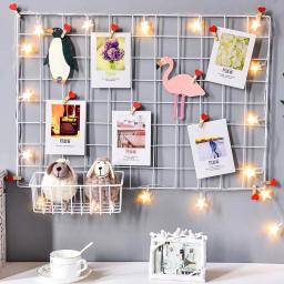 Home Decoração Da Parede DIY Arte Ferro Grade, Photo Frame, Cartões Postais De Armazenamento, Art Display, Armazenamento Rack, Titular, Prateleira Organizador - Image 2