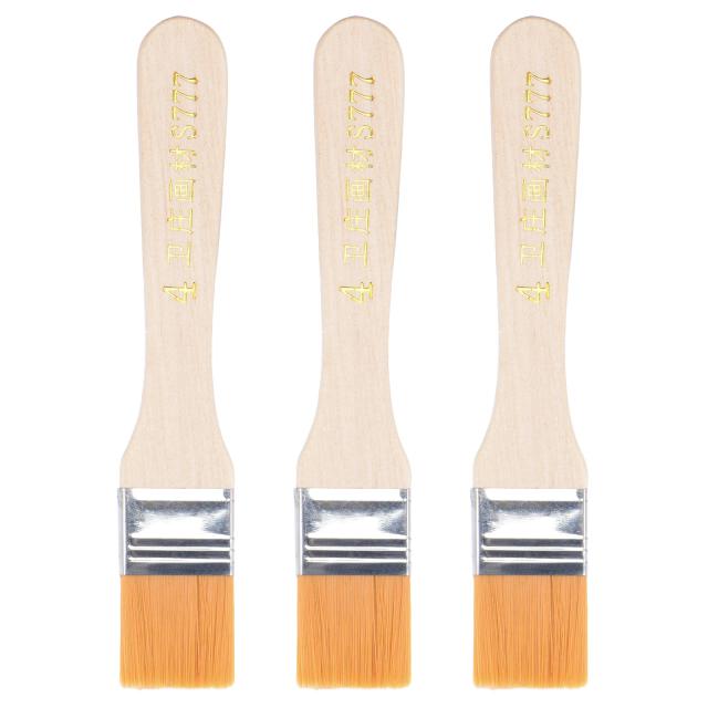 Pincéis de Cerdas de Nylon Macias Uxcell com Cabo de Madeira, Amarelo, 1 Polegada de Largura - Conjunto com 3 Peças para Pintura em Paredes, Armários e Cercas
