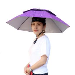 Portátil Dobrável Pesca Sunshade Headwear Chapéu Guarda-chuva Dupla Camada Proteção UV Sunscreen Umbrella Caps Outdoor Parasol - Image 4