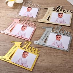 Molduras para foto de aniversário personalizado, com moldura, lembranças para chá de bebê, festa de batismo, primeiro aniversário - Image 2